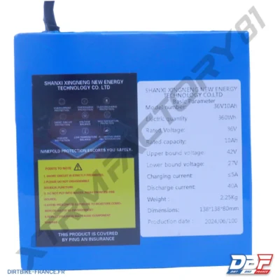 01// PACK BATTERIE LITHIUM 36V 10A NRJ 1000W, photo 1 sur Dirt Bike France