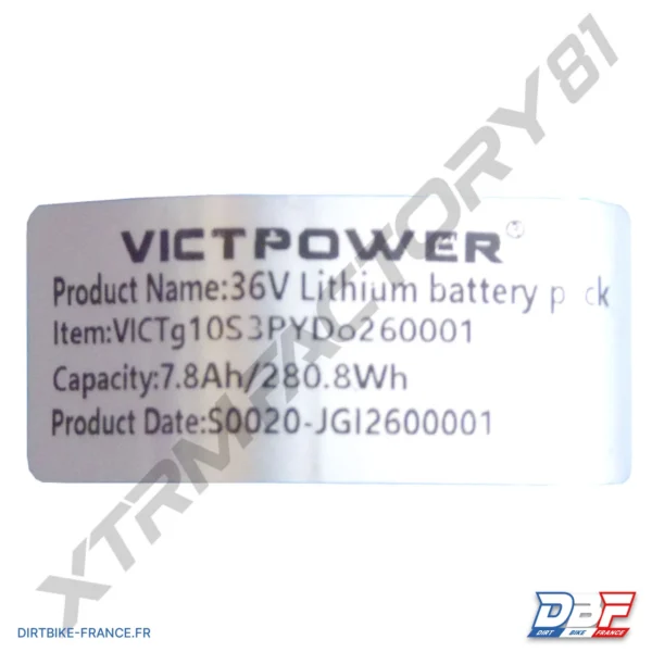 82// PACK BATTERIE LITHIUM 36V7.8AH DRAISIENNE 2024 DX18, photo 1 sur Dirt Bike France