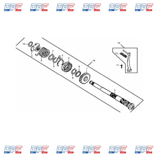 Arbre de kick complet dax monkey gorilla skyteam 970888i, PIECES DETACHEES Dirt Bike France