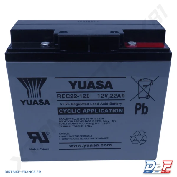 BATTERIE 12V 22AH RENFORCEE, photo 1 sur Dirt Bike France