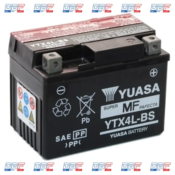Batterie yuasa yb4l-b 12v-4a (livree avec pack acide), ALLUMAGE-ELECTRICITE Dirt Bike France