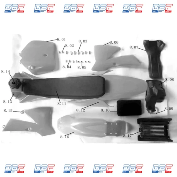 Boite de filtre a air nrg 50 3.5cv-9cv 14/12p, KIT PLASTIQUE SELLE Dirt Bike France, photo 2