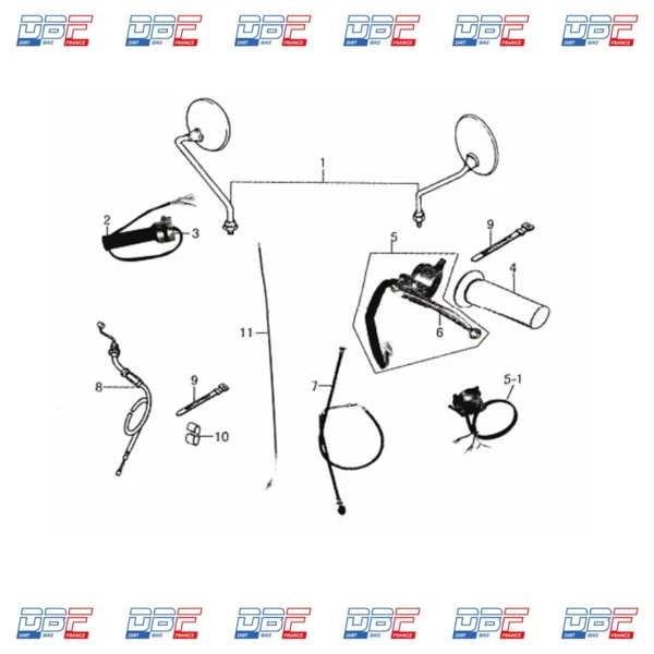 Cable accelerateur dax skyteam (filete) euro 3, GUIDON-FREINAGE-COMMANDE Dirt Bike France, photo 2