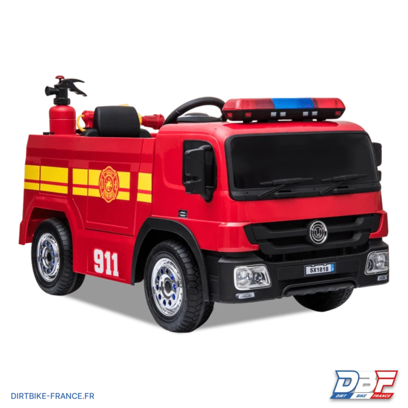 Camion électrique enfant pompier avec pistolet à eau Rouge, Dirt Bike France - Photo N°1