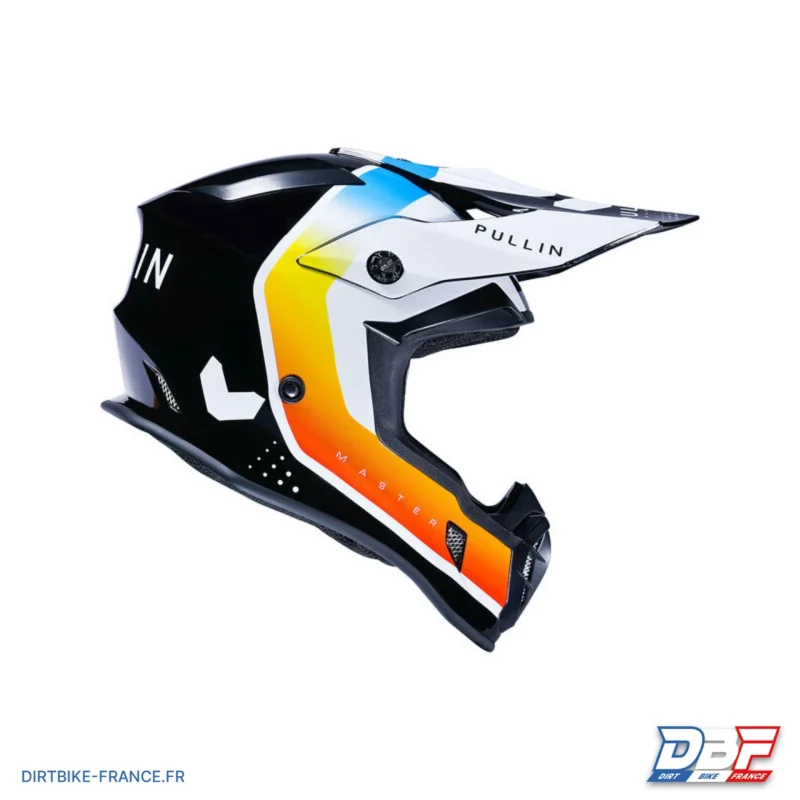 Casque cross PULL IN Master Blanc, orange, bleu, noir, Dirt Bike France - Photo N°1