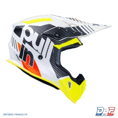 Casque cross PULL IN Race Blanc, Jaune Fluo, photo 3 sur Dirt Bike France