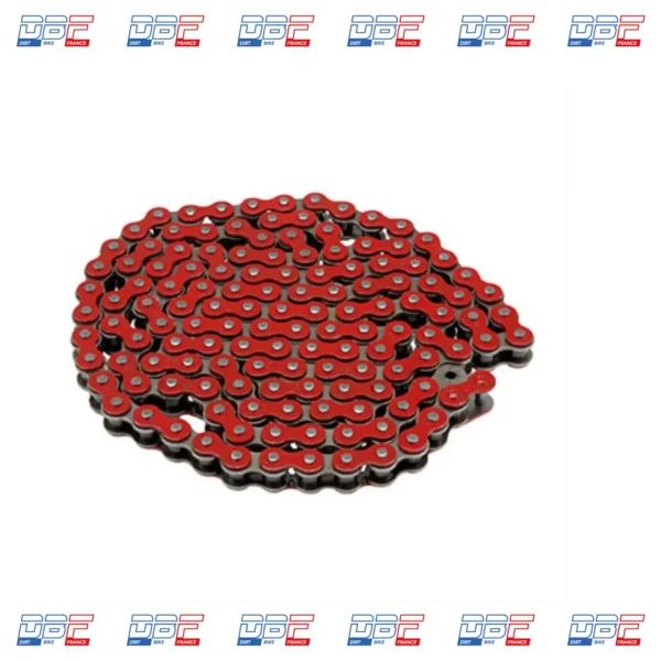 Chaine 420 renforce couleur rouge 136 maillons voca, CHAINE-TRANSMISSION Dirt Bike France