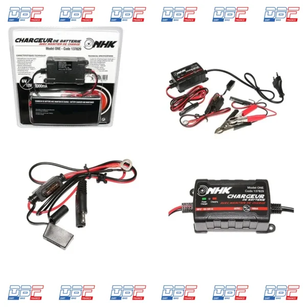 Chargeur de batterie avec maintien de charge nhk one automatique 6v/12v 1000ma, PIECES DETACHEES Dirt Bike France