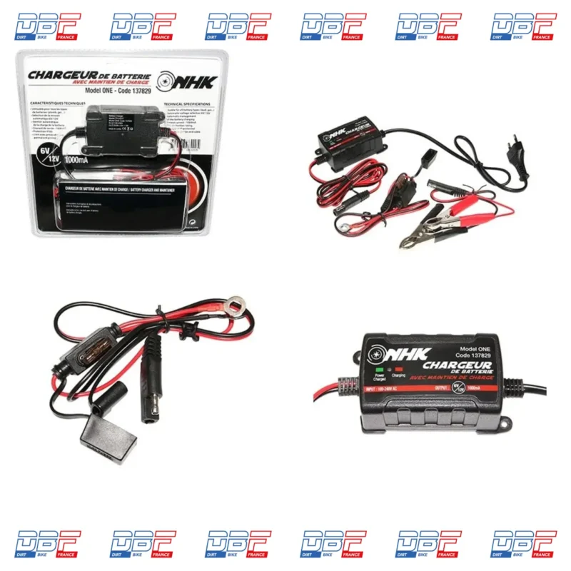 CHARGEUR DE BATTERIE AVEC MAINTIEN DE CHARGE NHK ONE AUTOMATIQUE 6V/12V 1000mA, Dirt Bike France - Photo N°1