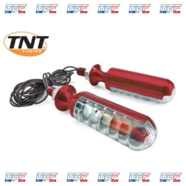 Clignotant finger2 a led rouge anodise(la paire), PIECES DETACHEES Dirt Bike France