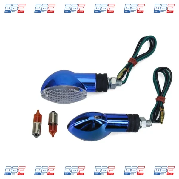 Clignotant tnt ovalia bleu/blanc 21/10w(la paire), ALLUMAGE-ELECTRICITE Dirt Bike France