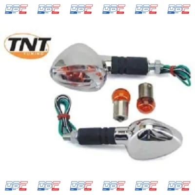 Clignotant tnt r1 chrom/blanc 21w et 10w ym1912 la paire, PIECES DETACHEES Dirt Bike France