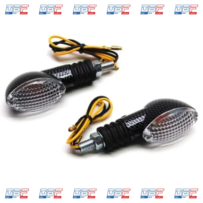 CLIGNOTANT UNIVERSEL REPLAY MINI OVAL BLANC CARBONE LA PAIRE, Dirt Bike France - Photo N°1