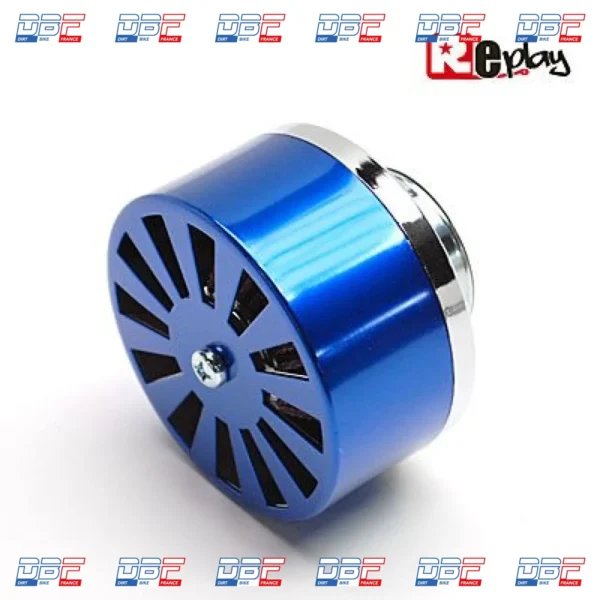 Filtre a air debit reglable bleu fixation droite diam 42mm, PIECES DETACHEES Dirt Bike France