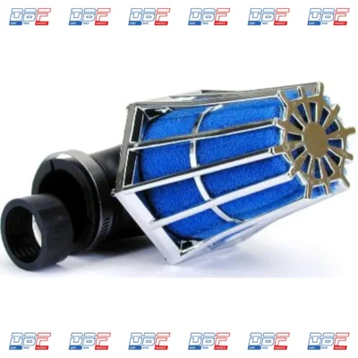 Filtre a air helix 28/35mm chrome / bleu, PIECES DETACHEES Dirt Bike France