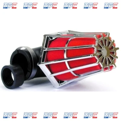 Filtre a air helix 28/35mm chrome / rouge, PIECES DETACHEES Dirt Bike France