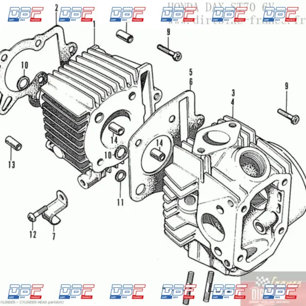 Joint de culasse 70cc honda pour honda dax st70 6v, HAUT MOTEUR DAX 6V Dirt Bike France, photo 2