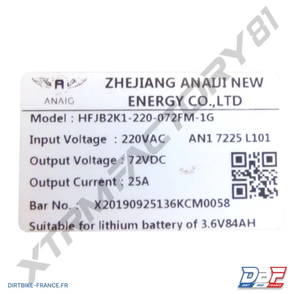 KENWEE PC CHARGEUR INTERNE LITHIUM POUR KENWEE LITHIUM, photo 1 sur Dirt Bike France