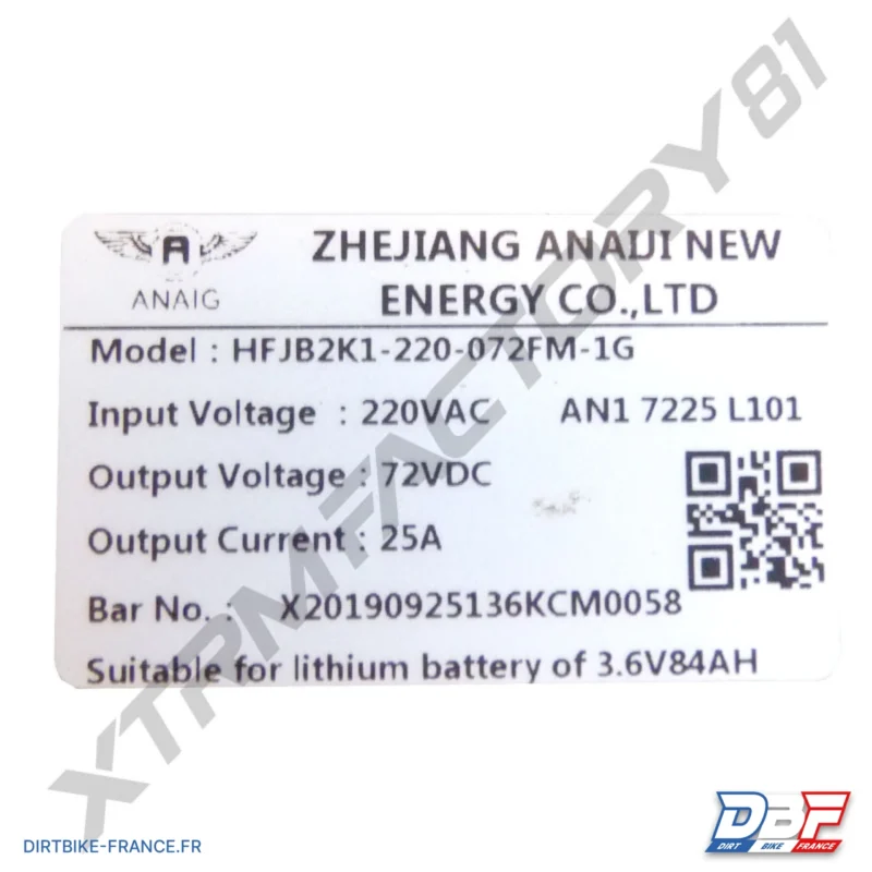 KENWEE PC CHARGEUR INTERNE LITHIUM POUR KENWEE LITHIUM, Dirt Bike France - Photo N°1
