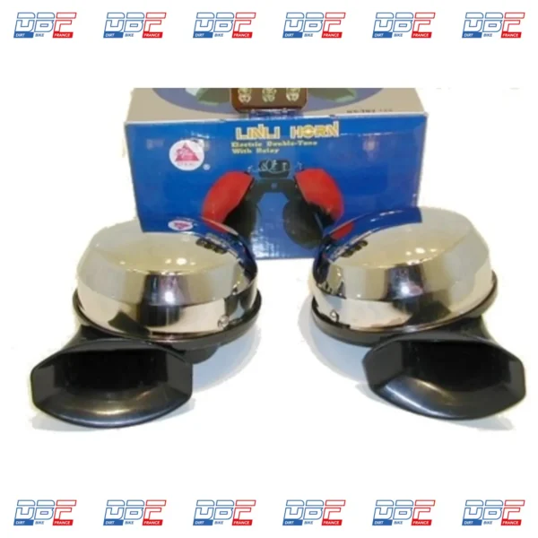Klaxon 2 tons 110 db chrome 12v drp, PIECES DETACHEES Dirt Bike France