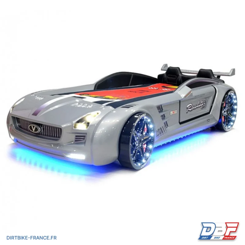 Lit voiture enfant, le lit roadster pour garçon. 90cmx190cm, Gris, Dirt Bike France - Photo N°2