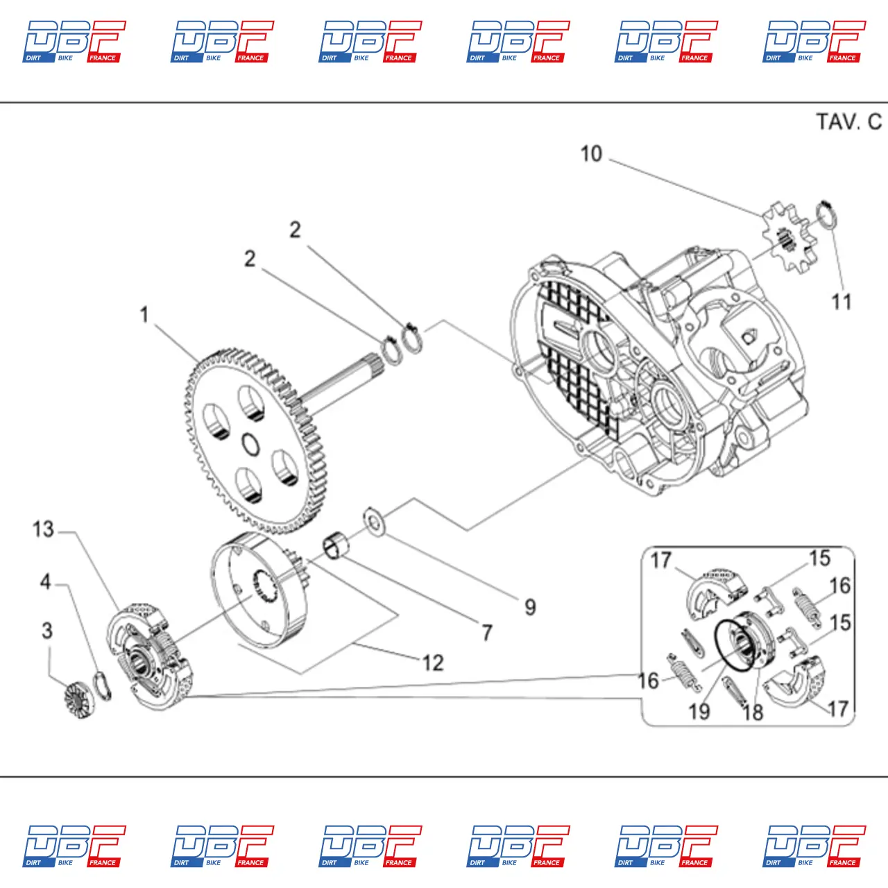 Carter d'embrayage Pocket bike, pignon à 7 dents. Commande en ligne !