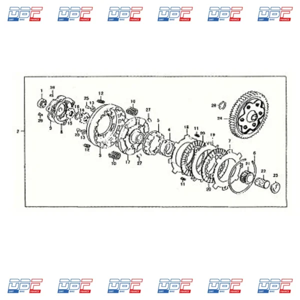 Pignon primaire embrayage 69 dents dax skyteam, PIECES DETACHEES Dirt Bike France