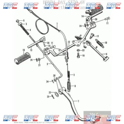 Repose pied avant droit honda dax st70 6v, PIECES DETACHEES Dirt Bike France