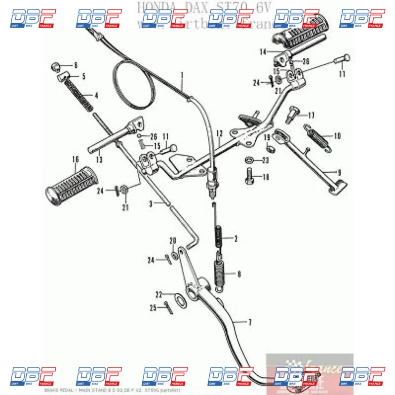 REPOSE PIED AVANT GAUCHE HONDA DAX ST70 6V, Dirt Bike France - Photo N°1