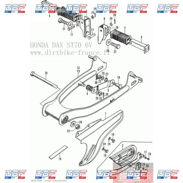 Rondelle pour repose pieds arriere honda dax st70 6v 50712-4130-00, CADRE-BRAS DAX 6V Dirt Bike France, photo 2