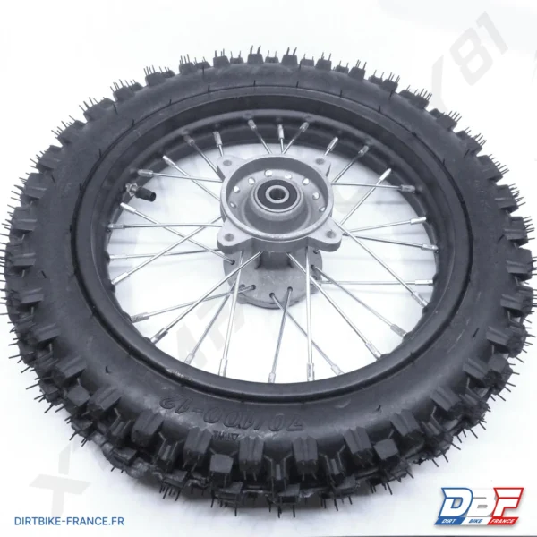 ROUE ARRIERE 12' MOYEU GRIS JANTE12'+PNEU70/100-12+CHAMBRE, photo 4 sur Dirt Bike France