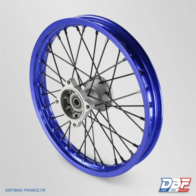 Roue avant aluminium 14″ ø15 Bleu, Dirt Bike France - Photo N°1