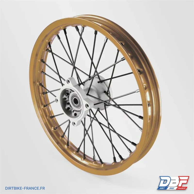 Roue avant aluminium 14″ ø15 Gold, Dirt Bike France - Photo N°1