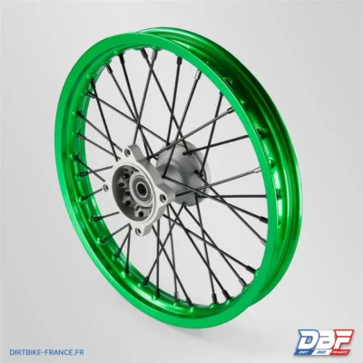 Roue avant aluminium 14" ø15 Vert, photo 1 sur Dirt Bike France