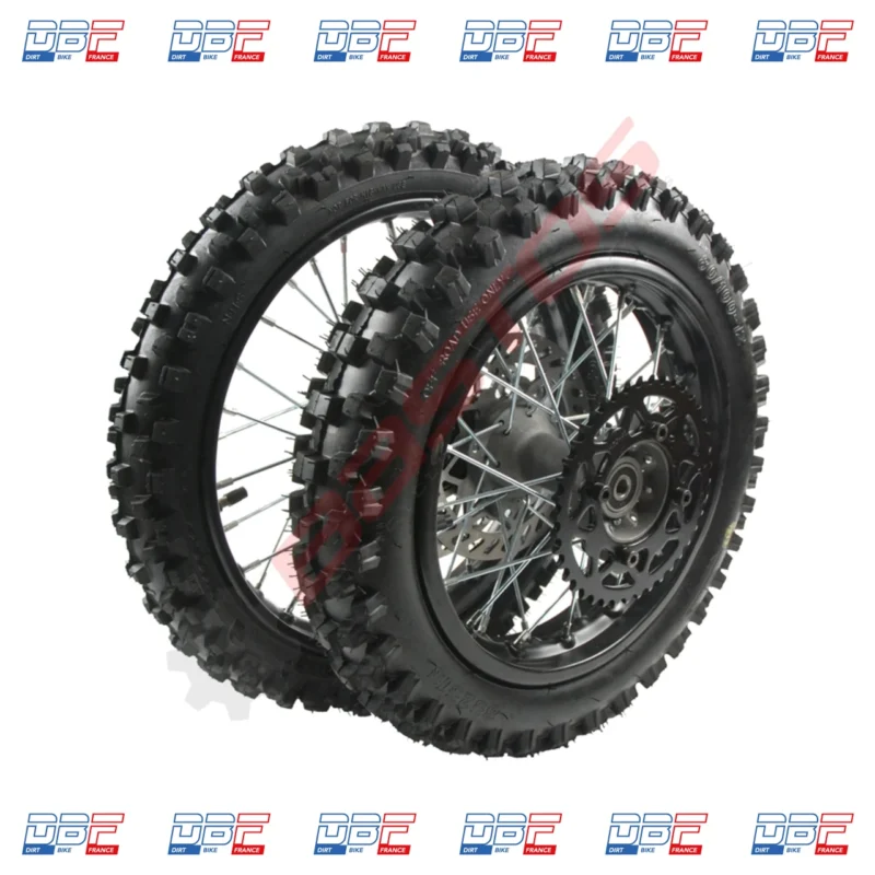 Set de roues avant 14′ + arrière 12′ axe 15 mm, Dirt Bike France - Photo N°1