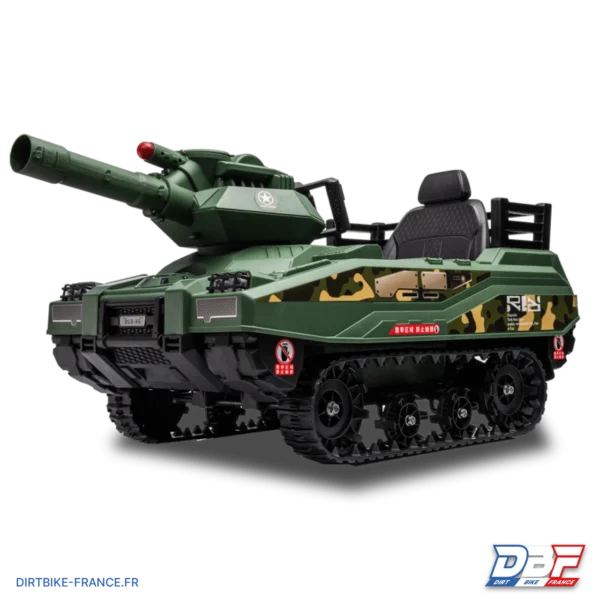 Tank militaire électrique enfant avec son canon tireur Vert, photo 2 sur Dirt Bike France
