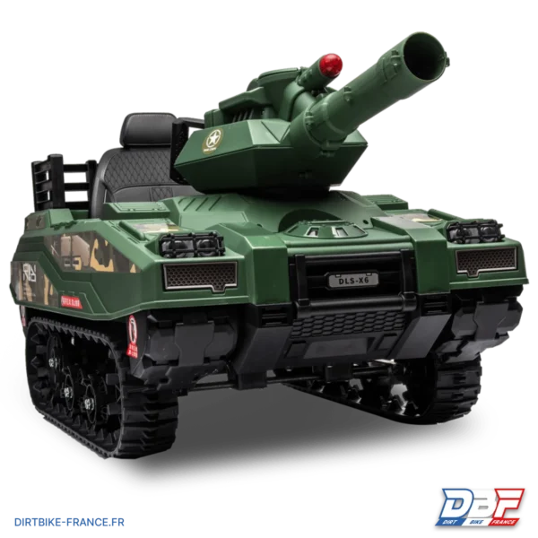 Tank militaire électrique enfant avec son canon tireur Vert, photo 4 sur Dirt Bike France