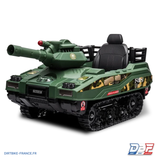 Tank militaire électrique enfant avec son canon tireur Vert, photo 6 sur Dirt Bike France