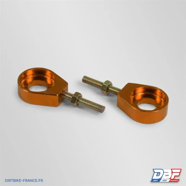 Tendeurs alu de chaine rond orange - ø12mm, photo 1 sur Dirt Bike France