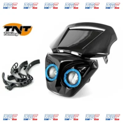 Tete de fourche noire transformer halogenes+leds, PIECES DETACHEES Dirt Bike France