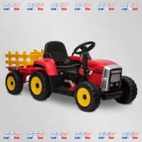 Tracteur enfant 110cc 3 vitesses automatiques avec remorque rouge