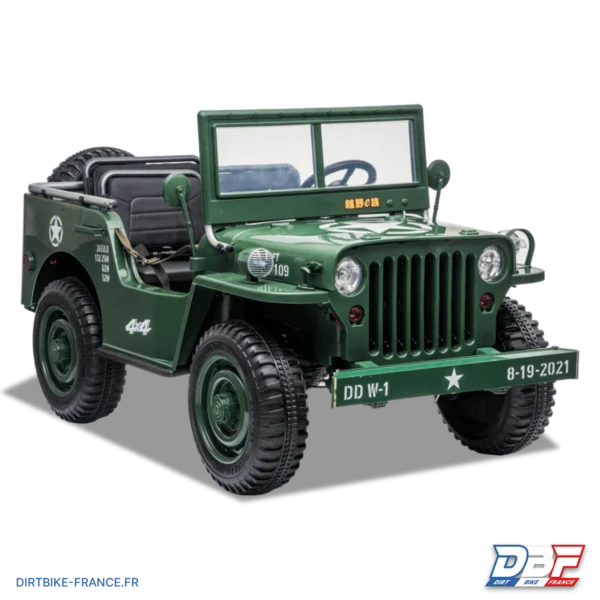 Voiture électrique enfant jeep willys 3 places 24V Vert, photo 1 sur Dirt Bike France