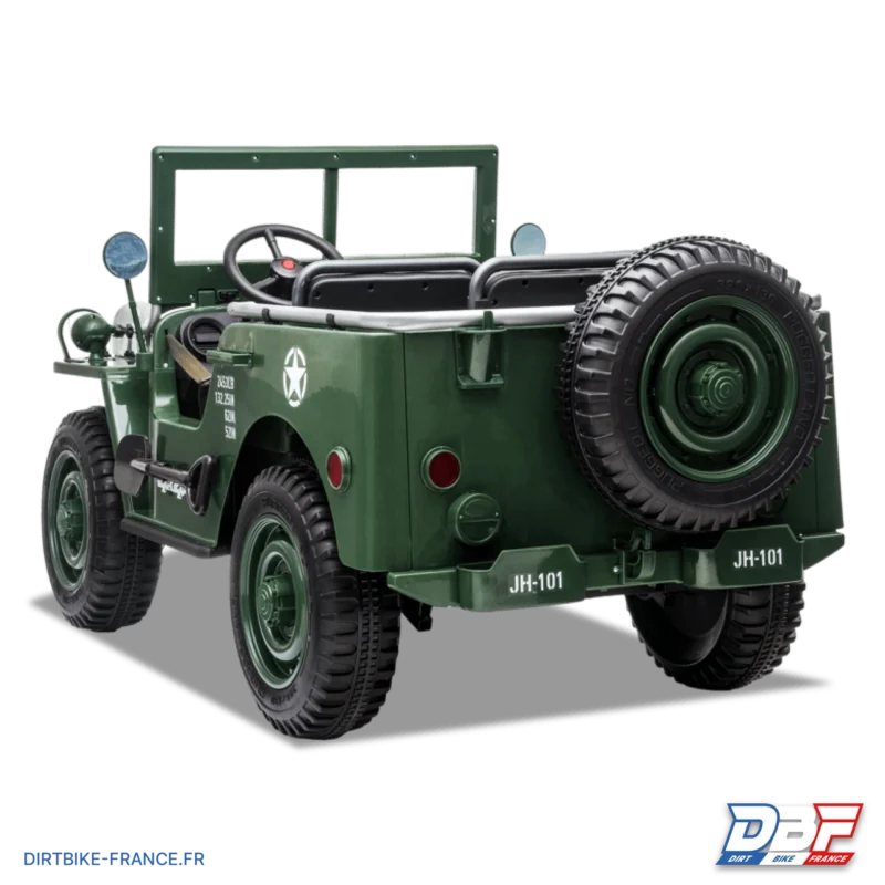 Voiture électrique enfant jeep willys 3 places 24V Vert, Dirt Bike France - Photo N°4