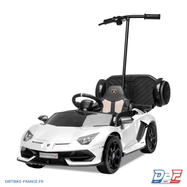 Voiture électrique enfant lamborghini aventador avec porteur Blanc, photo 2 sur Dirt Bike France