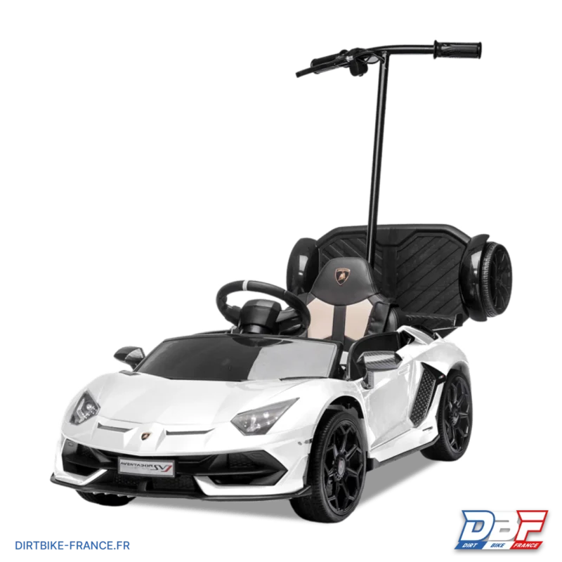 Voiture électrique enfant lamborghini aventador avec porteur Blanc, Dirt Bike France - Photo N°2